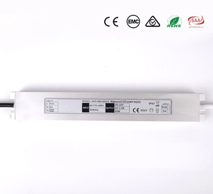 Водоустойчивый водитель СИД 24V 60W Slimline прочный для неонового гибкого трубопровода