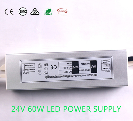 Электропитание DC 24V ROHS 2.5A на открытом воздухе, жаропрочный водитель СИД для прокладки СИД